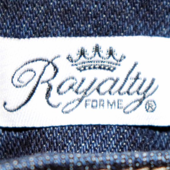 Royalty Dark Blue Distressed Denim Petite High Rise Straight Jeans Size 16P NWT - Picture 5 of 16